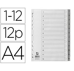 Separador numerico q-connect plastico 1-12 juego de 12 separadores din a4 multitaladro