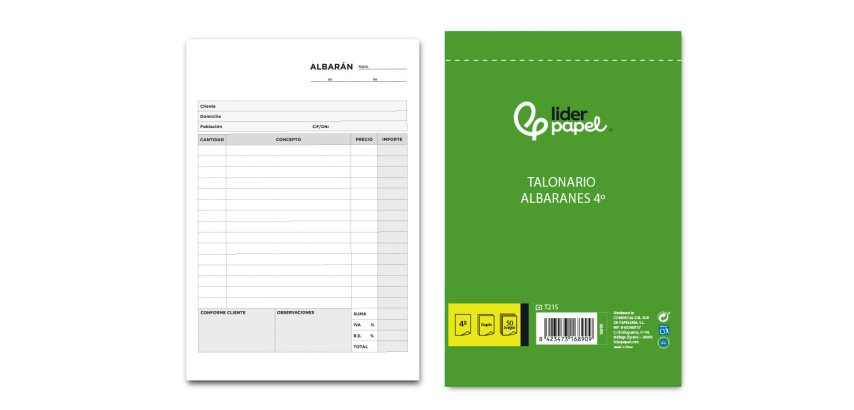 Talonario liderpapel albaran cuarto original y copia t215