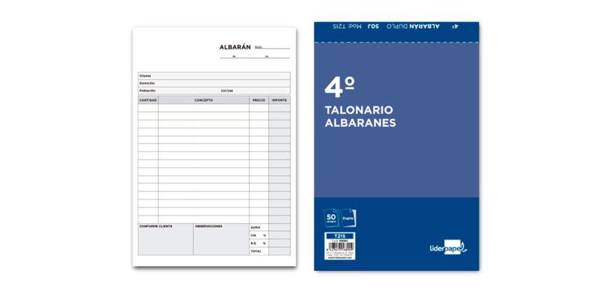 Talonario liderpapel albaran cuarto original y copia t215
