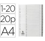 Separador numerico q-connect plastico 1-20 juego de 20 separadores din a4 multitaladro