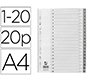 Separador numerico q-connect plastico 1-20 juego de 20 separadores din a4 multitaladro