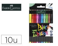 Rotulador faber castell edicion black punta de pincel caja de 10 unidades colores surtidos