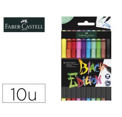 Rotulador faber castell edicion black punta de pincel caja de 10 unidades colores surtidos