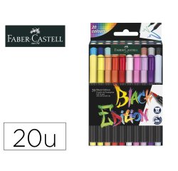 Rotulador faber castell edicion black punta de pincel caja de 20 unidades colores surtidos