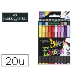 Rotulador faber castell edicion black punta de pincel caja de 20 unidades colores surtidos