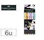 Rotulador faber castell edicion black punta de pincel pastel caja de 6 unidades colores surtidos
