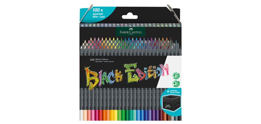 Lapices de colores faber castell edicion black soporte de 100 unidades colores surtidos