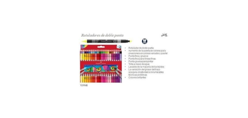 Rotulador faber castell doble punta fina/gruesa caja de 40 unidades colores surtidos