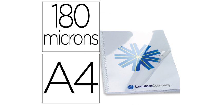 Tapa de encuadernacion gbg pvc cristal transparente 180 mc din a4 pack de 100 unidades