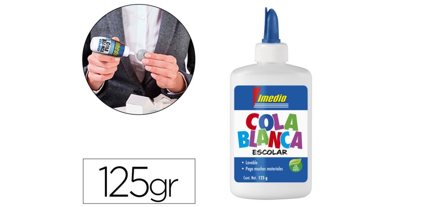 Pegamento cola blanca imedio escolar lavable bote de 125 g