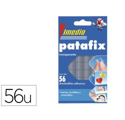 Sujetacosa imedio patafix almohadilla adhesiva transparente removible blister de 56 unidades