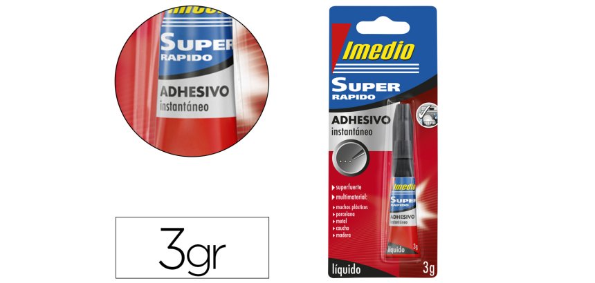 Pegamento imedio super rapido adhesivo instantaneo bote de 3 g