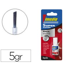 Pegamento imedio super rapido adhesivo instantaneo pincel bote de 5 gr