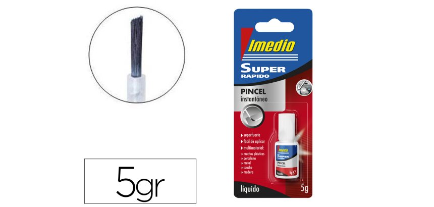 Pegamento imedio super rapido adhesivo instantaneo pincel bote de 5 g