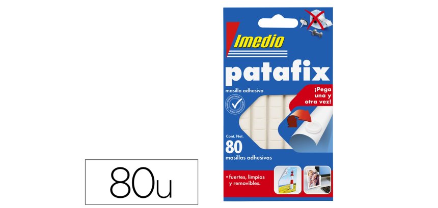 Sujetacosa imedio patafix masilla adhesiva removible blister de 80 unidades