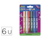 Pegamento imedio glitter glue original para manualidades 10ml blister de 6 unidades colores surtidos