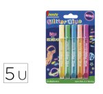 Pegamento imedio glitter glue brilla en la oscuridad para manualidades 10 ml blister de 5 unidades colores surtidos