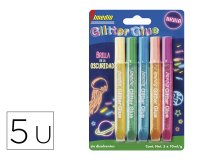 Pegamento imedio glitter glue brilla en la oscuridad para manualidades 10 ml blister de 5 unidades colores surtidos