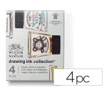 Tinta caligrafica winsor&newton set de 4 botes colores metalicos 14 ml