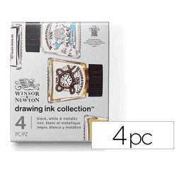 Tinta caligrafica winsor&newton set de 4 botes colores metalicos 14 ml