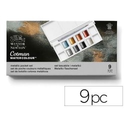 Acuarela winsor&newton caja metalica bolsillo con 8 colores metalicos + pincel
