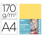 Cartulina apli din a4 170g/m2 amarillo claro paquete de 50 hojas