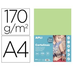 Cartulina apli din a4 170g/m2 verde claro paquete de 50 hojas