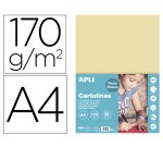 Cartulina apli din a4 170g/m2 crema paquete de 50 hojas