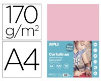 Cartulina apli din a4 170g/m2 rosa paquete de 50 hojas