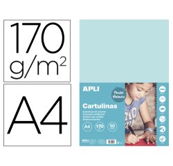 Cartulina apli din a4 170g/m2 azul claro paquete de 50 hojas