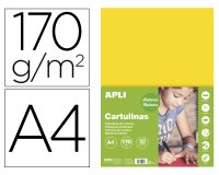 Cartulina apli din a4 170g/m2 amarillo paquete de 50 hojas