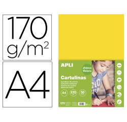 Cartulina apli din a4 170g/m2 amarillo paquete de 50 hojas