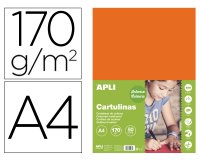 Cartulina apli din a4 170g/m2 naranja paquete de 50 hojas