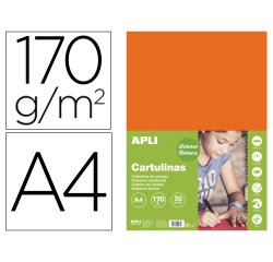 Cartulina apli din a4 170g/m2 naranja paquete de 50 hojas