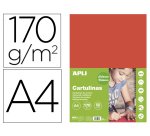 Cartulina apli din a4 170g/m2 rojo paquete de 50 hojas