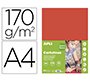 Cartulina apli din a4 170g/m2 rojo paquete de 50 hojas