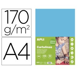 Cartulina apli din a4 170g/m2 azul cielo paquete de 50 hojas
