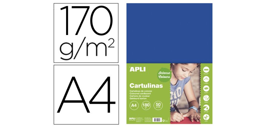 Cartulina apli din a4 170g/m2 azul oscuro paquete de 50 hojas