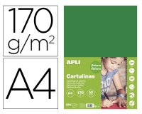 Cartulina apli din a4 170g/m2 verde oscuro paquete de 50 hojas