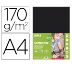 Cartulina apli din a4 170g/m2 negro paquete de 50 hojas