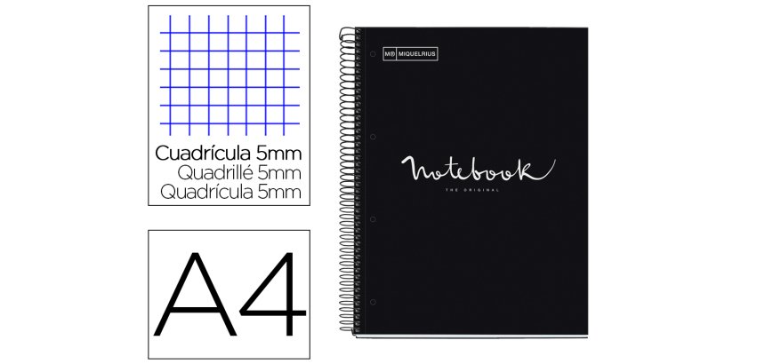 Cuaderno espiral miquelrius notebook 1 emotions tapa forrada din a4 microperforado 80 hojas 90g/m2 cuadro 5 mm