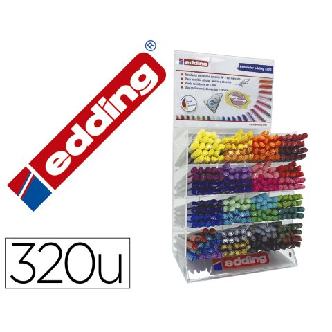 Rotulador edding punta fibra 1200 expositor de 320 unidades colores surtidos