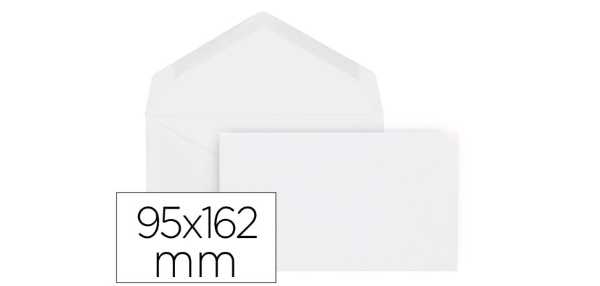 Sobre liderpapel blanco con fondo 95x162 mm engomado solapa de pico caja de 500 unidades