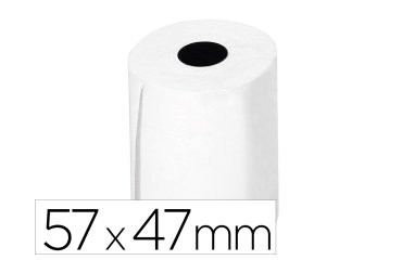 Rollo sumadora termico q-connect 57 mm ancho x 47mm diametro para tpv sin bisfenol a papel de 70 g/m2