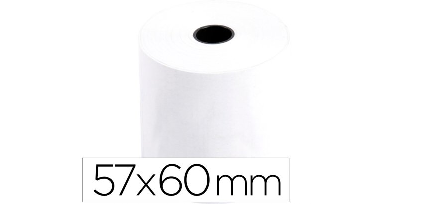 Rollo sumadora termico q-connect 57 mm ancho x 60 mm diametro sin bisfenol a papel de 70 g/m2