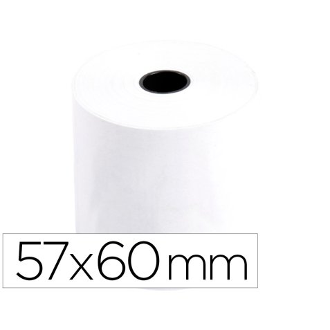 Rollo sumadora termico q-connect 57 mm ancho x 60 mm diametro sin bisfenol a papel de 70 g/m2