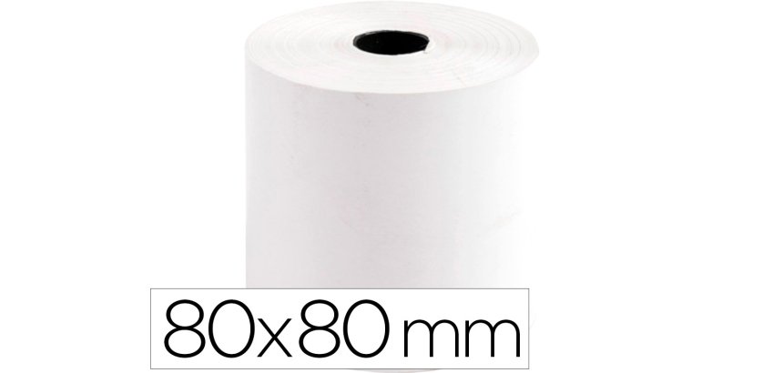 Rollo sumadora termico q-connect 80 mm ancho x 80 mm diametro sin bisfenol a papel de 70 g/m2