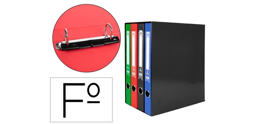 Modulo liderpapel 4 archivadores folio 2 anillas mixtas 25mm colores surtidos