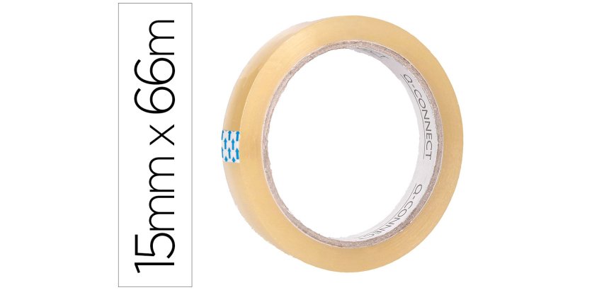 Cinta adhesiva q-connect transparente 66 mt x 15 mm