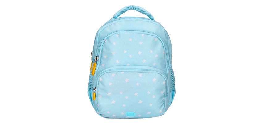 Mochila escolar liderpapel multibolsillo infantil azul flowers 350x110x270 mm